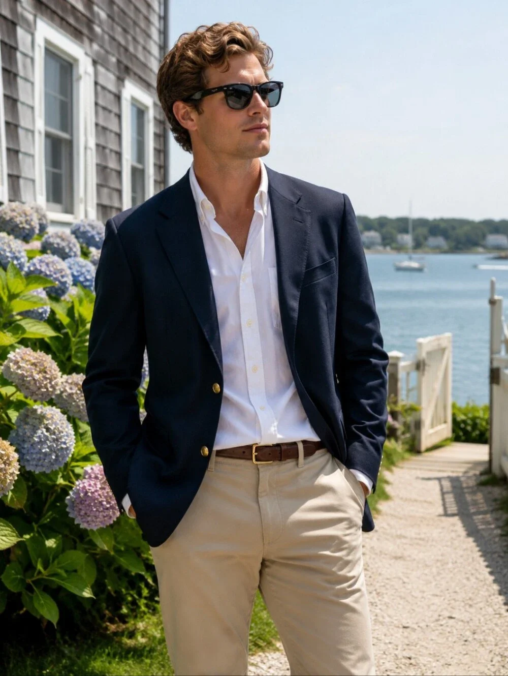 Wimbleton Navy Blazer Gold Buttons wool Blend Old Money Preppy Classic Sz 42R